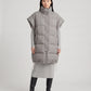 Long Oversized Sleeveless Puffer Gilet with Pleated Placket
