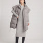 Long Oversized Sleeveless Puffer Gilet with Pleated Placket