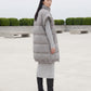 Long Oversized Sleeveless Puffer Gilet with Pleated Placket