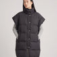 Long Oversized Sleeveless Puffer Gilet with Pleated Placket