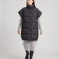 Long Oversized Sleeveless Puffer Gilet with Pleated Placket
