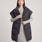 Long Oversized Sleeveless Puffer Gilet with Pleated Placket