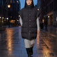 Long Oversized Sleeveless Puffer Gilet with Pleated Placket