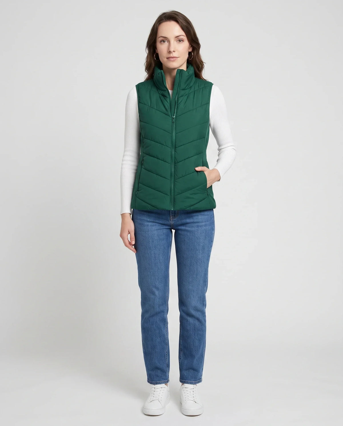 Fitted Sleeveless Puffer Gilet