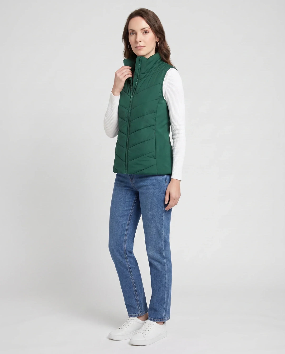 Fitted Sleeveless Puffer Gilet