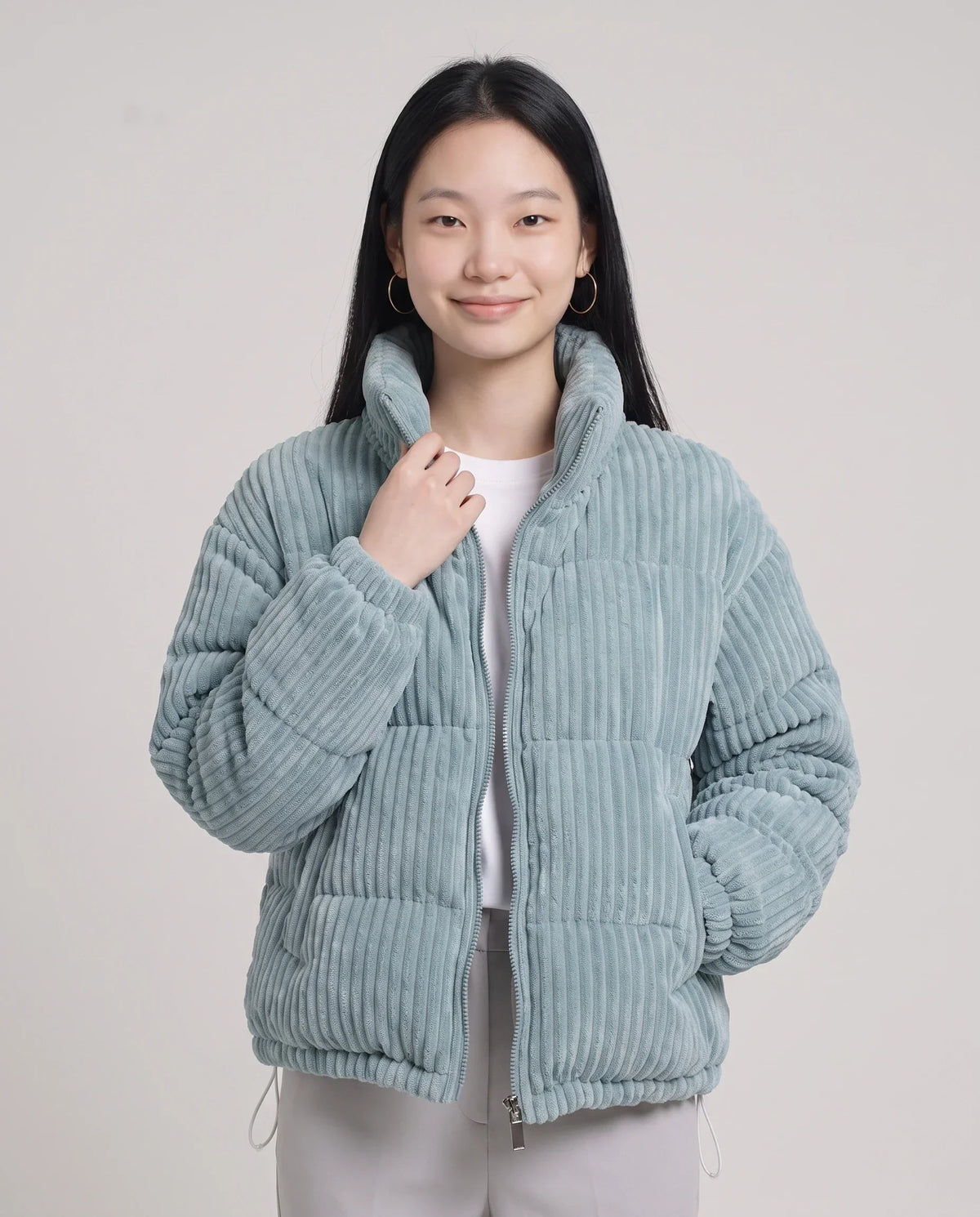 Short Corduroy Puffer Jacket