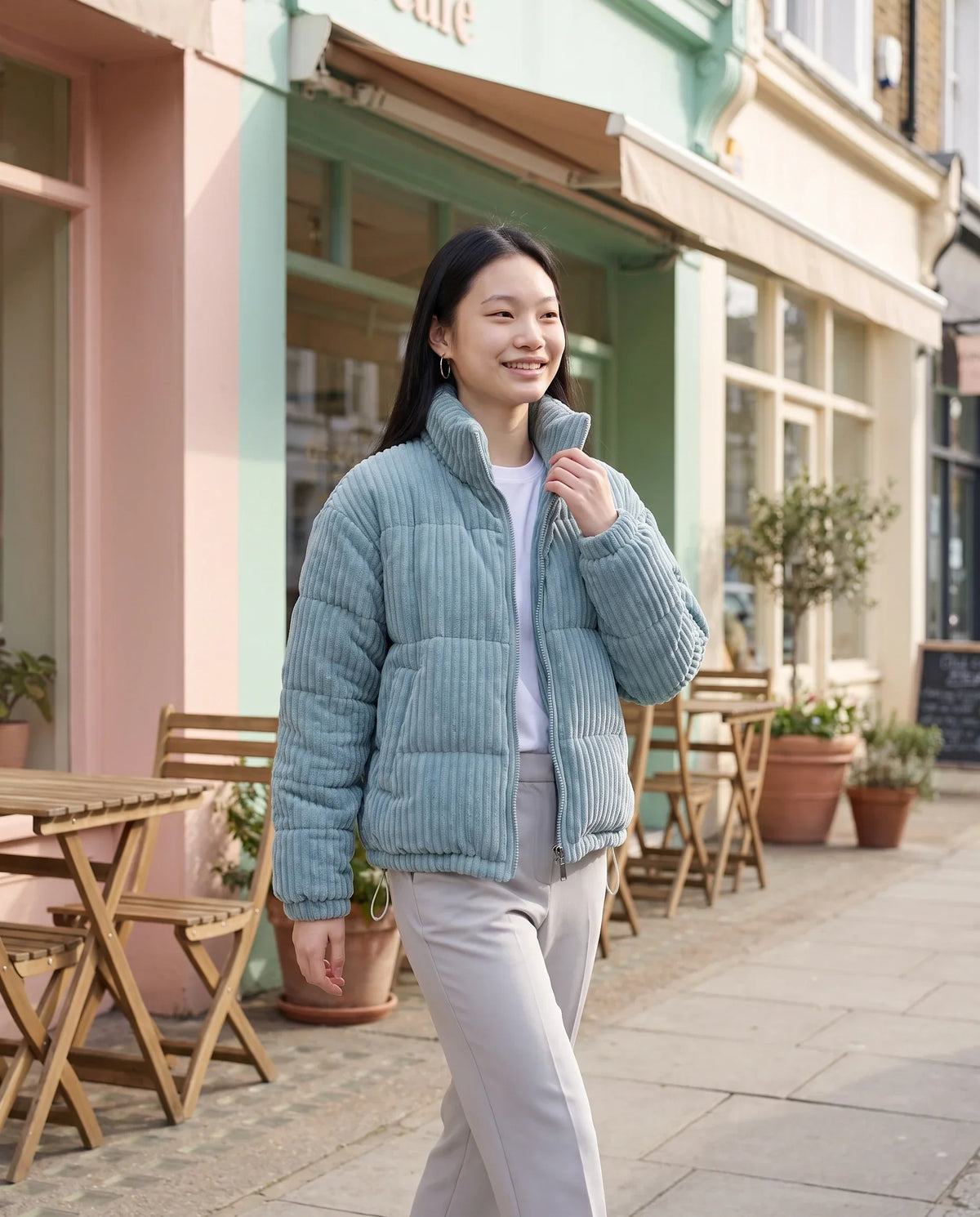 Short Corduroy Puffer Jacket