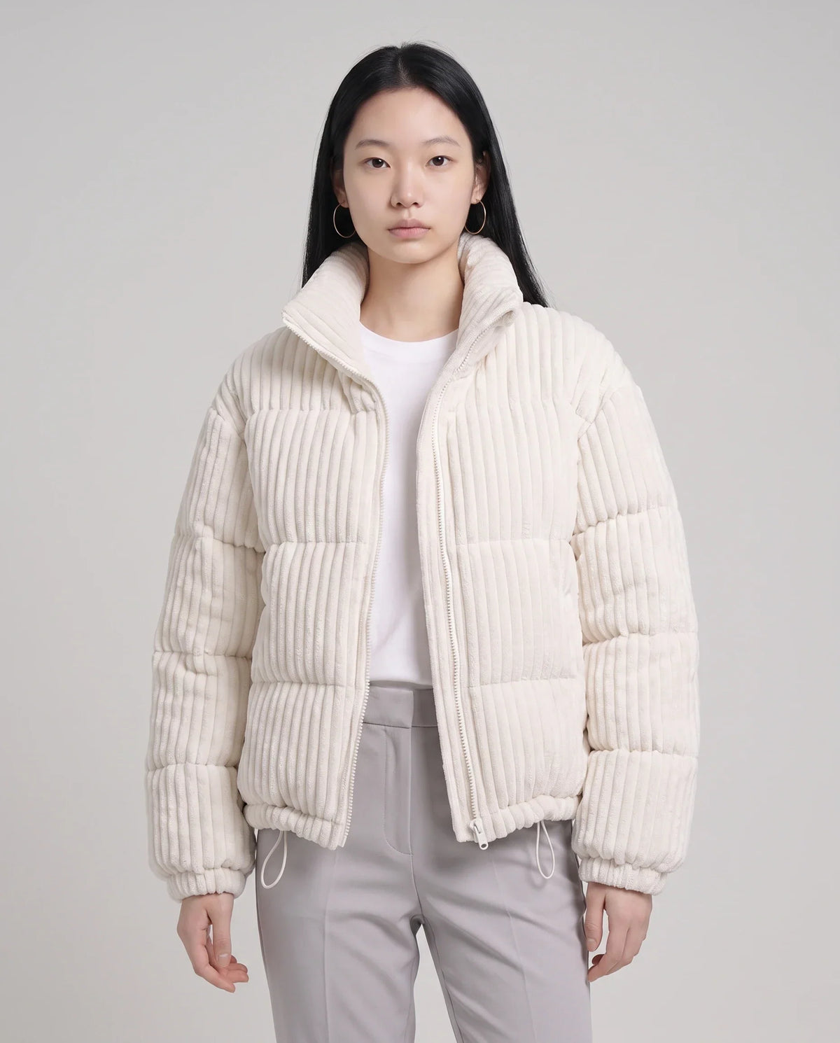 Short Corduroy Puffer Jacket
