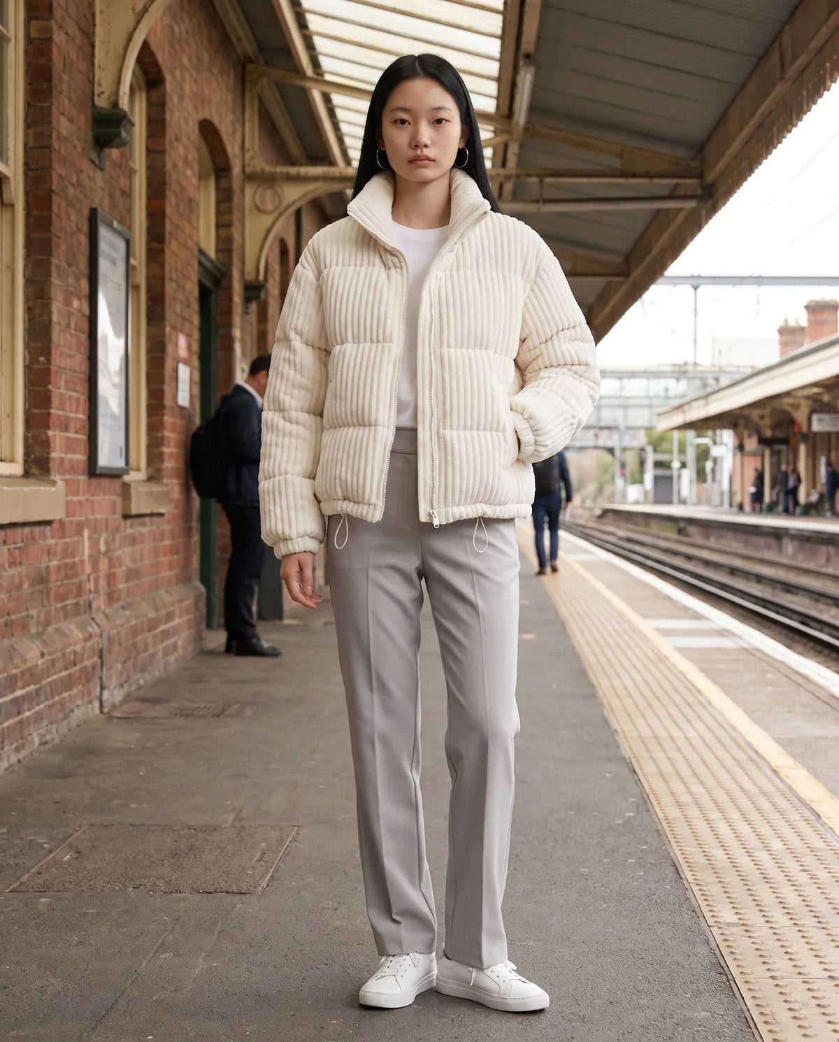 Short Corduroy Puffer Jacket