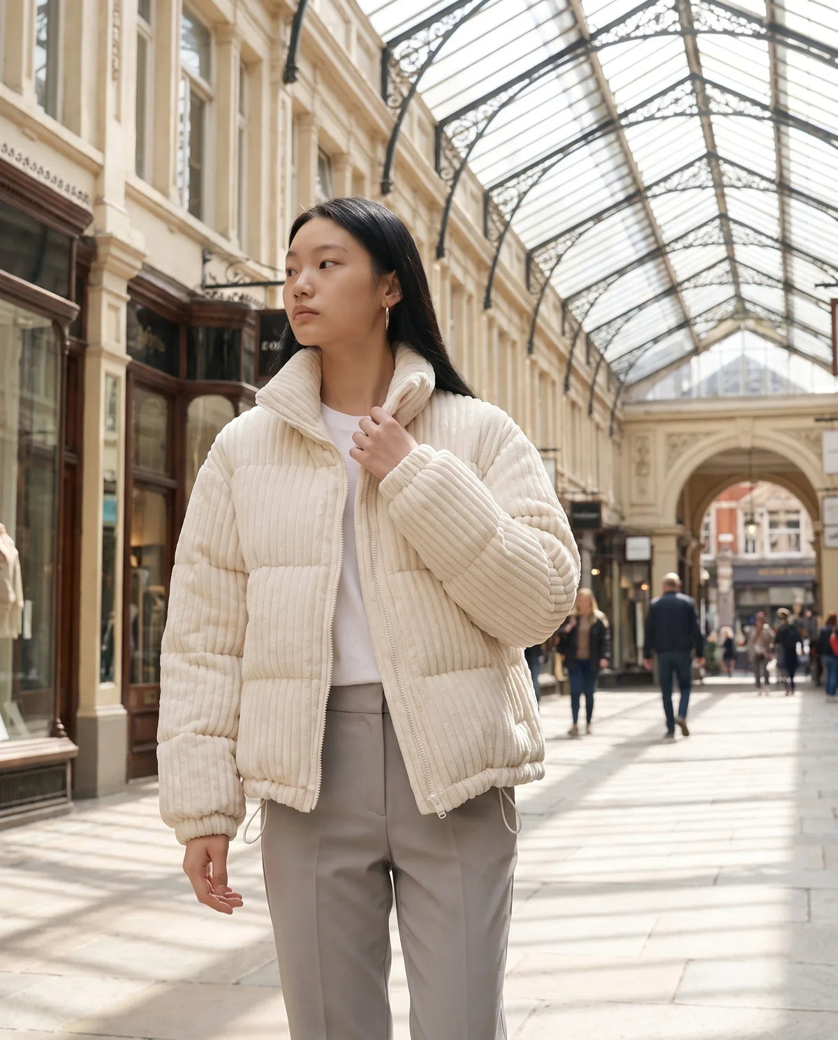 Short Corduroy Puffer Jacket