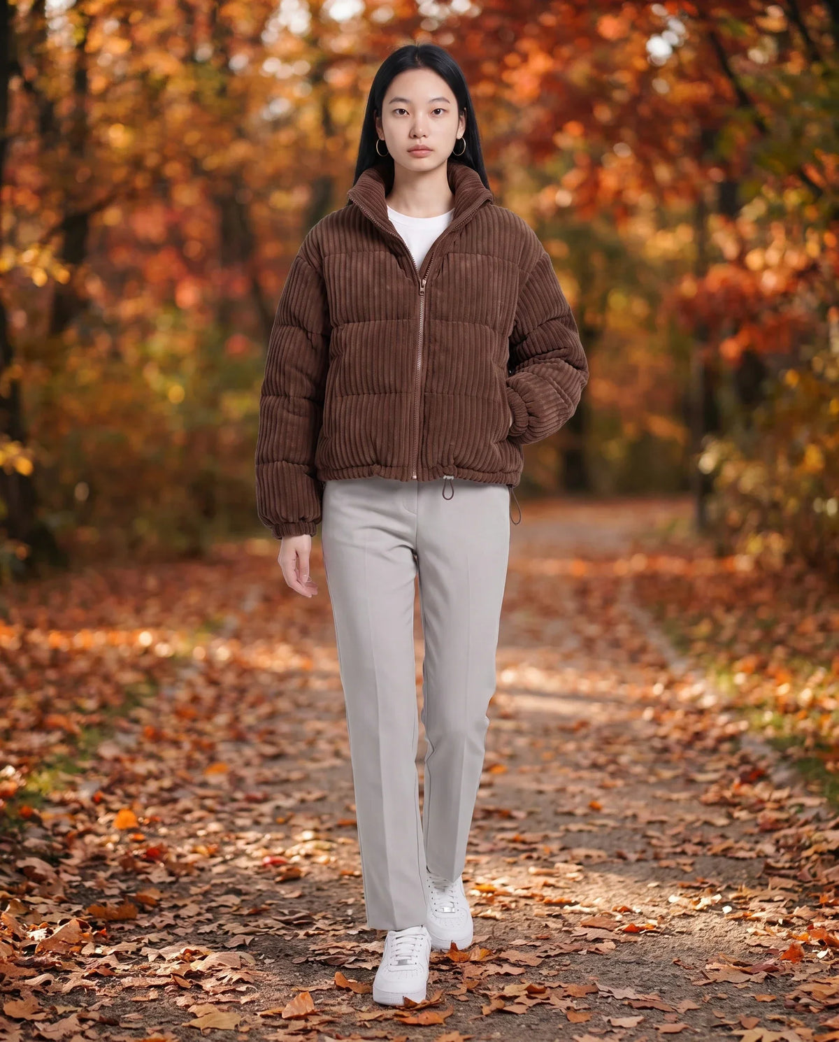 Short Corduroy Puffer Jacket