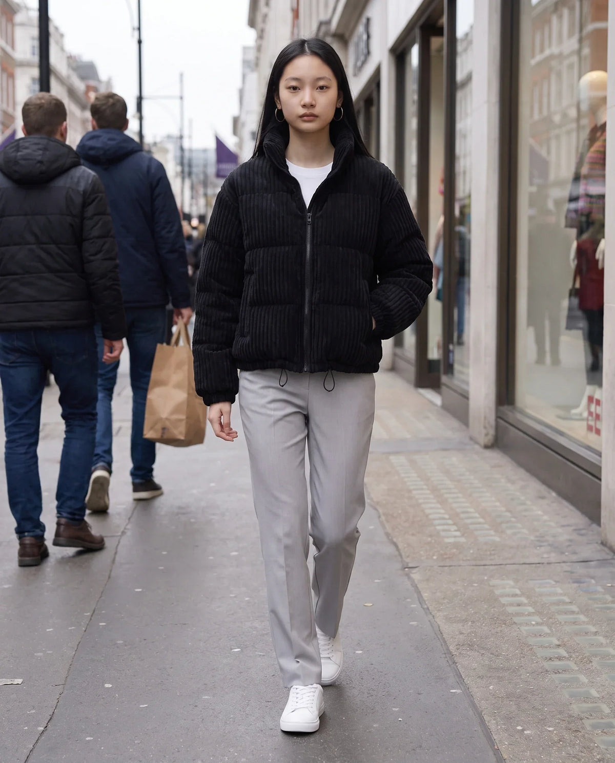 Short Corduroy Puffer Jacket