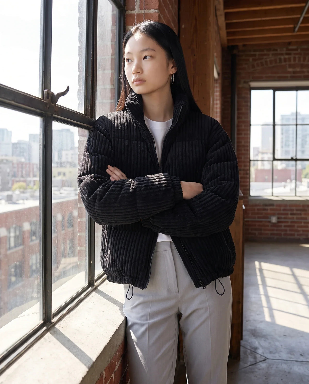 Short Corduroy Puffer Jacket