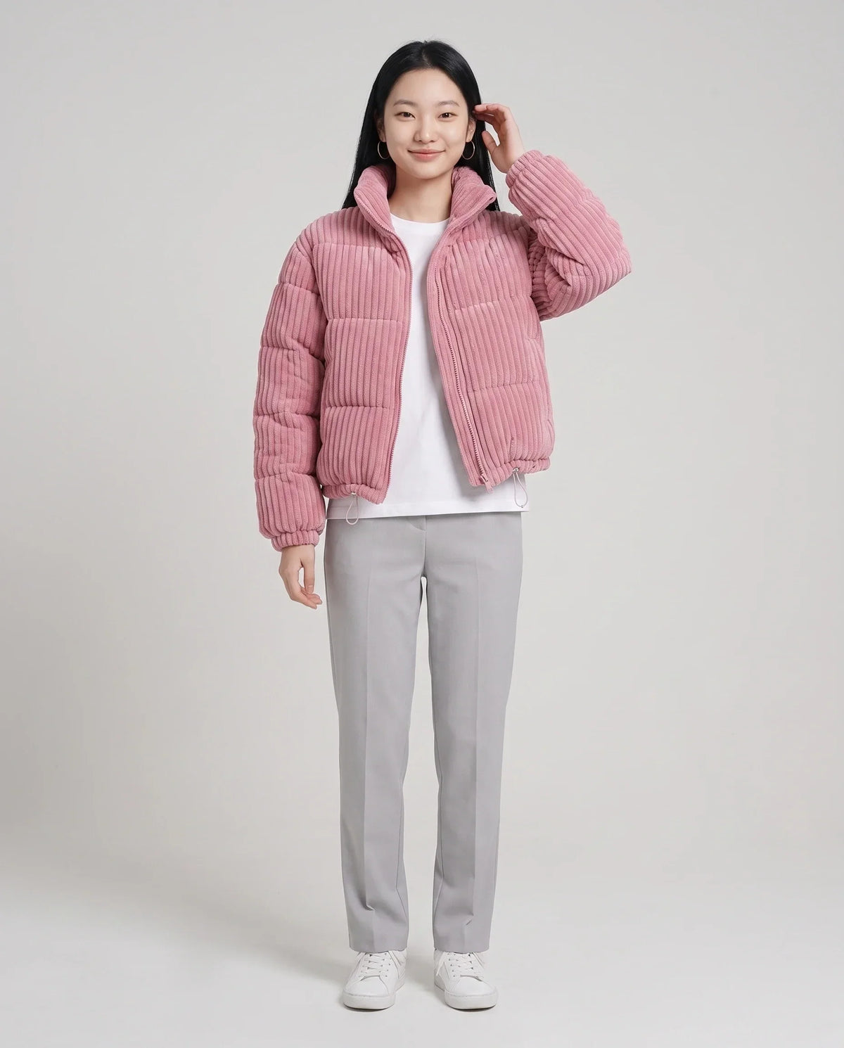 Short Corduroy Puffer Jacket