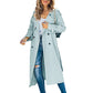 Trench Coat Polyester Long with Slim Silhouette
