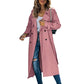 Trench Coat Polyester Long with Slim Silhouette