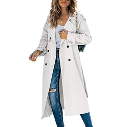 Trench Coat Polyester Long with Slim Silhouette