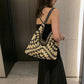 Tote Bag Straw with Faux Leather Details and Magnetic Snap