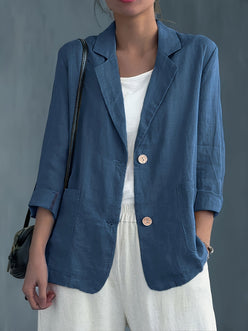 Blazer Linen Classic with Notched Lapel and Patch Pockets