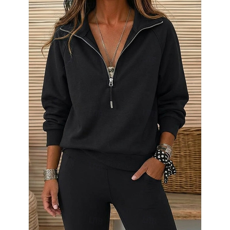 Lapel Collar Half-Zip Sweatshirt