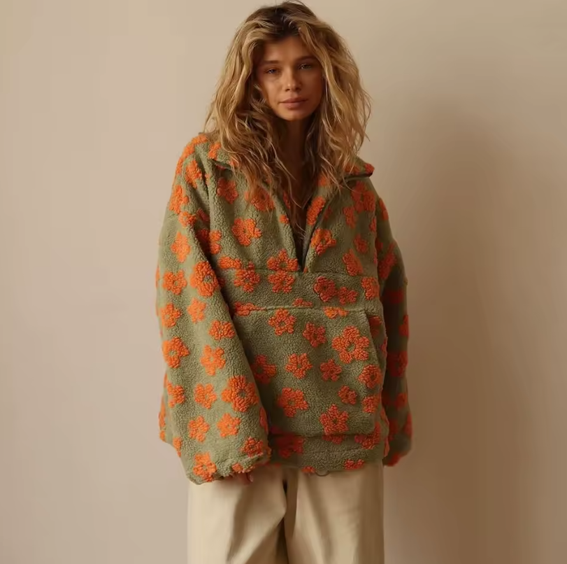 Floral Half-Zip Pullover