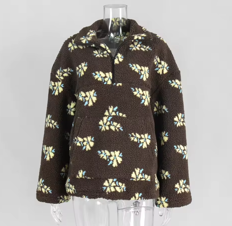 Floral Half-Zip Pullover