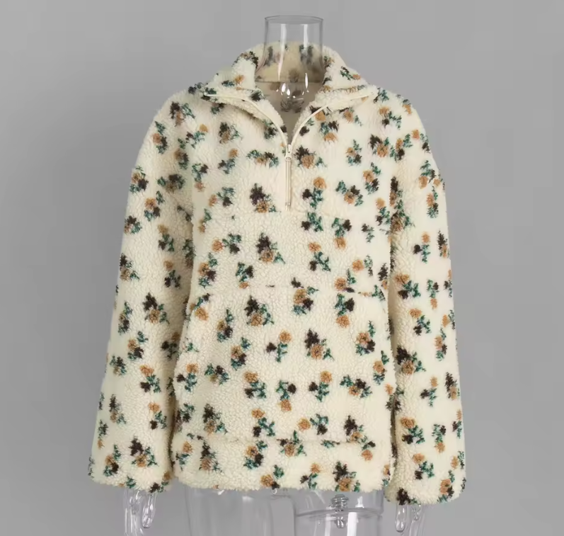 Floral Half-Zip Pullover