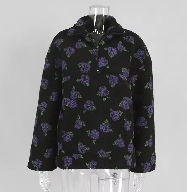 Floral Half-Zip Pullover