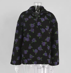 Floral Half-Zip Pullover