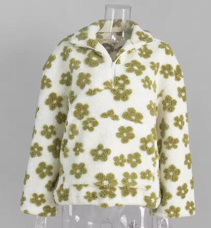Floral Half-Zip Pullover