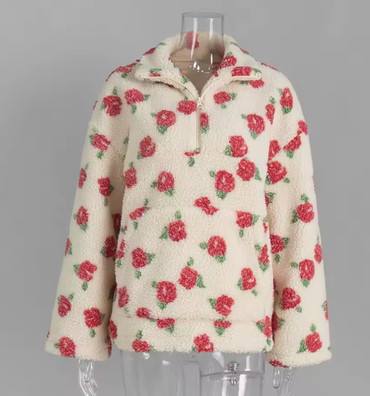Floral Half-Zip Pullover