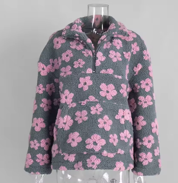 Floral Half-Zip Pullover