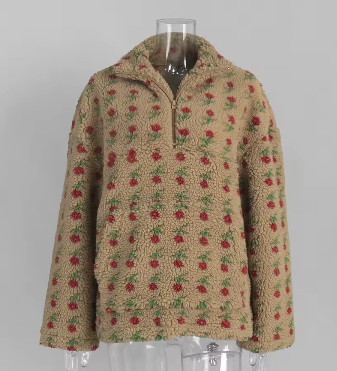 Floral Half-Zip Pullover