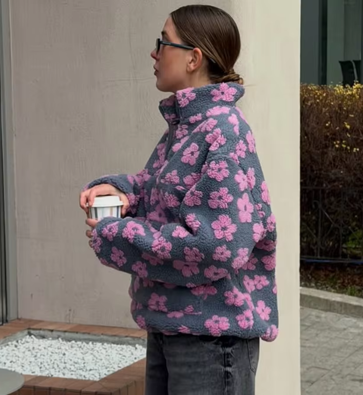Floral Half-Zip Pullover