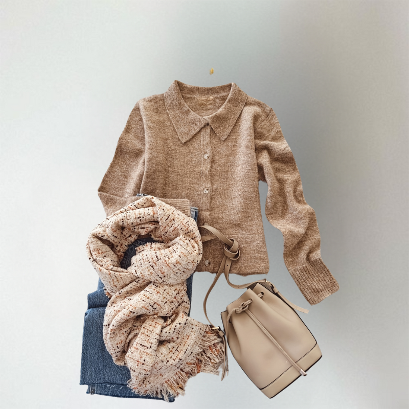Pointed Collar Cardigan