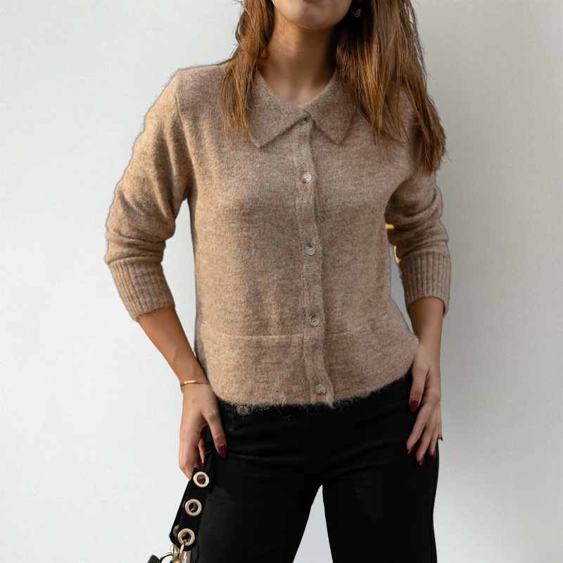 Pointed Collar Cardigan