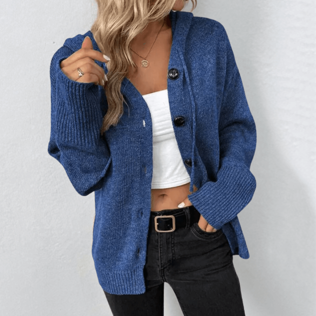 Ribbed V-Neck Button Cardigan