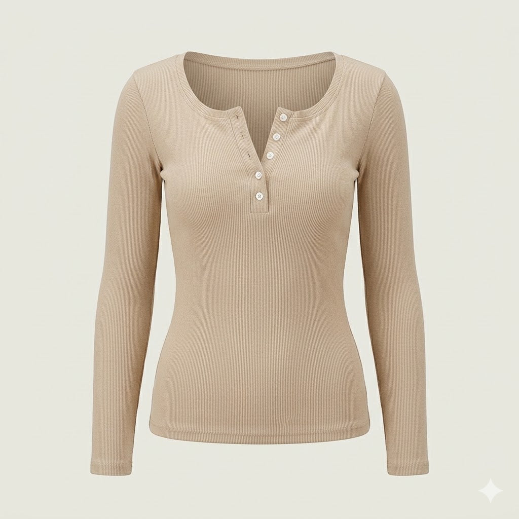 Ribbed Henley Top