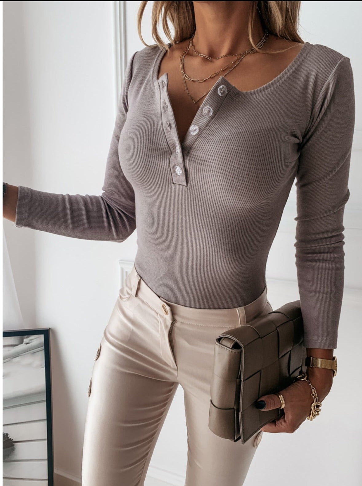 Ribbed Henley Top