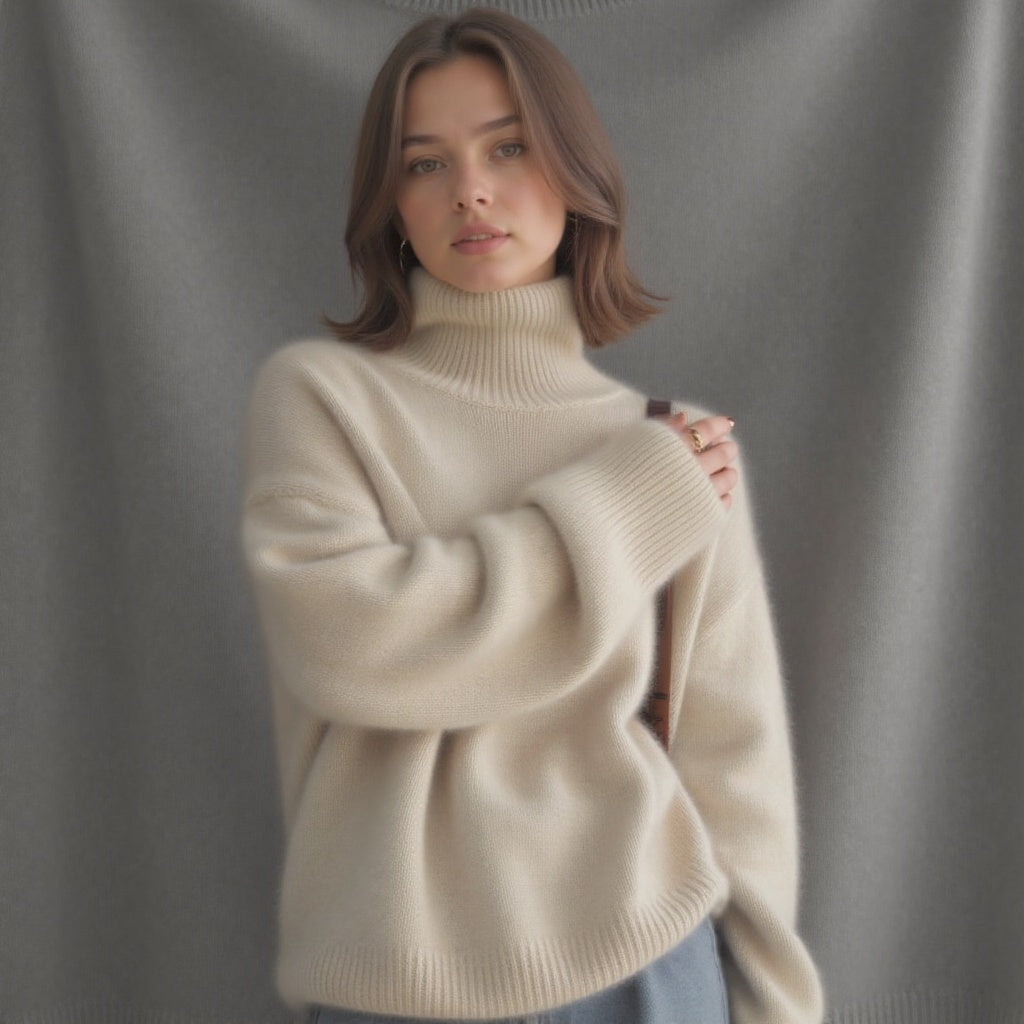 Amelia Roll Neck Jumper Ribbed Cuffs