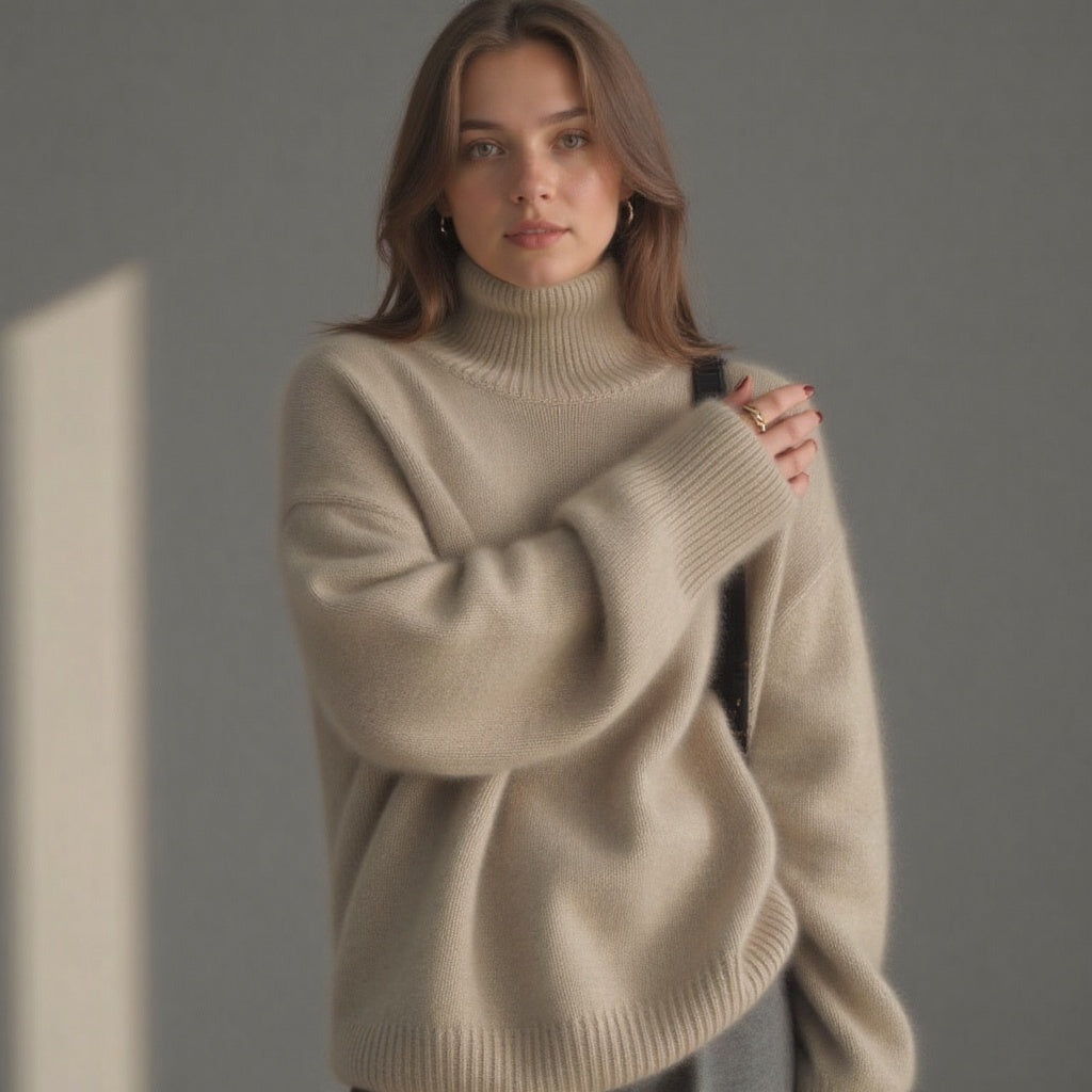 Amelia Roll Neck Jumper Ribbed Cuffs