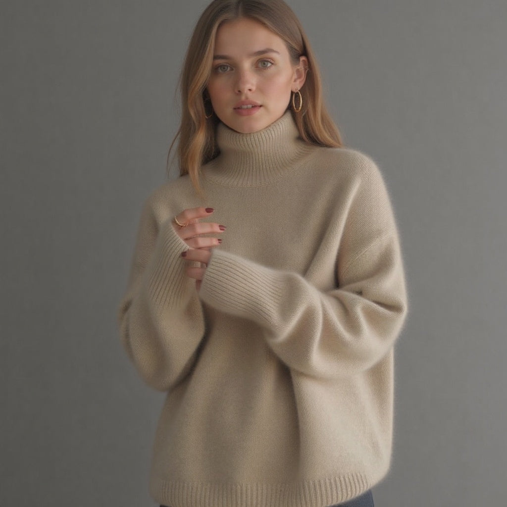 Amelia Roll Neck Jumper Ribbed Cuffs