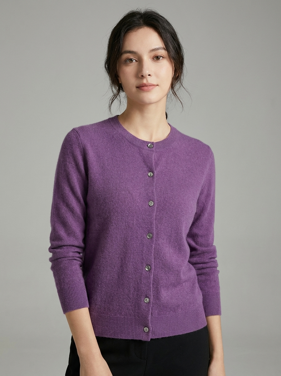 Crewneck Button Cardigan