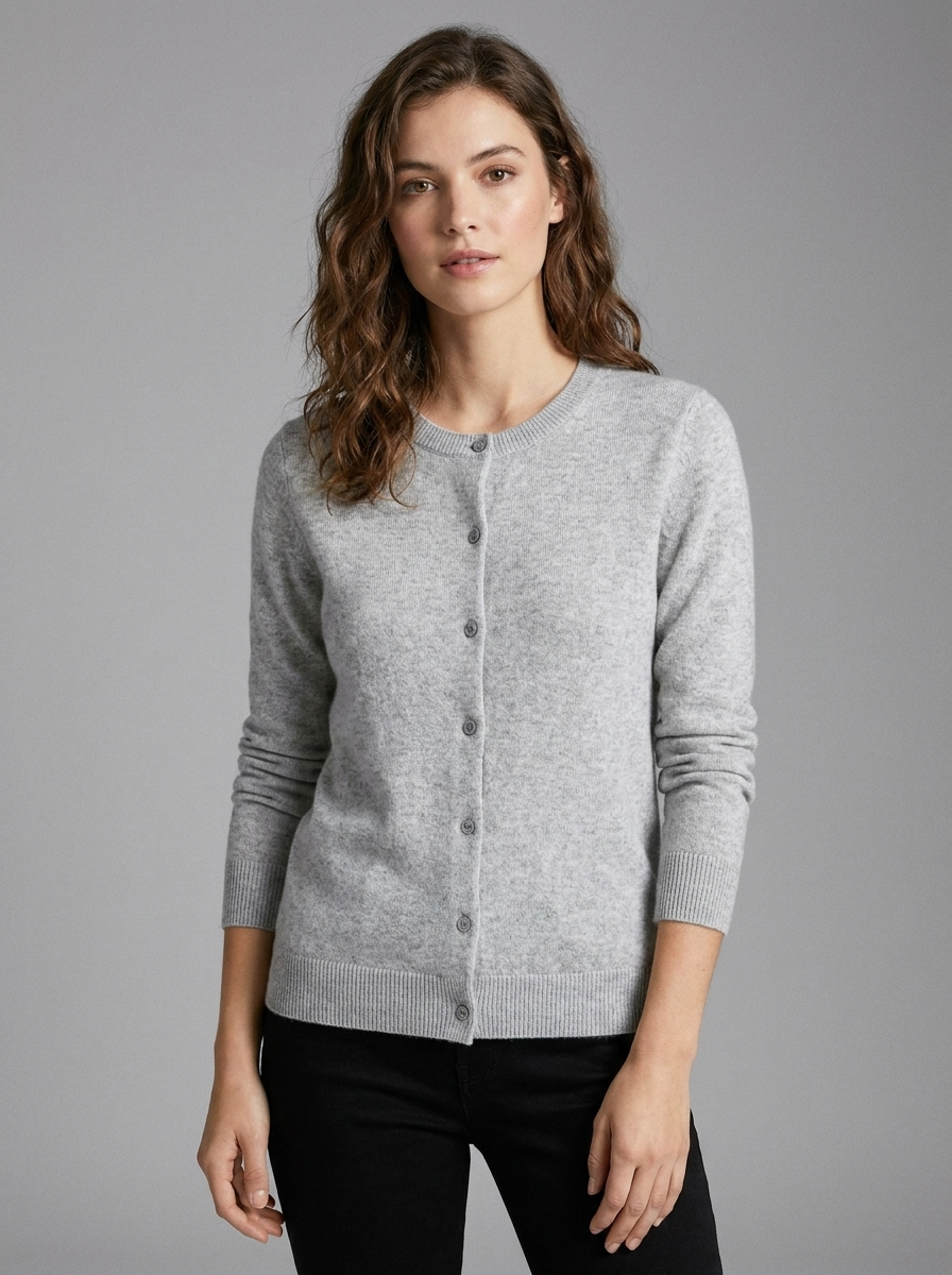 Crewneck Button Cardigan