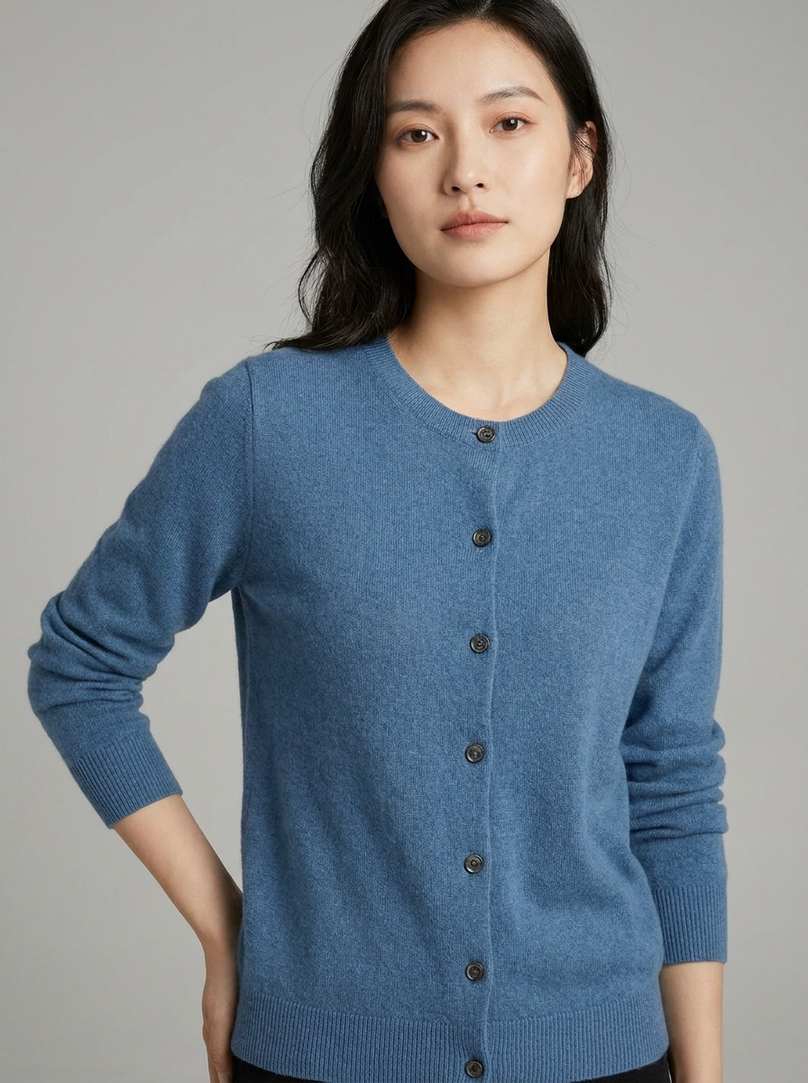 Crewneck Button Cardigan