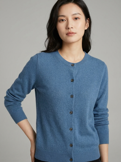 Crewneck Button Cardigan