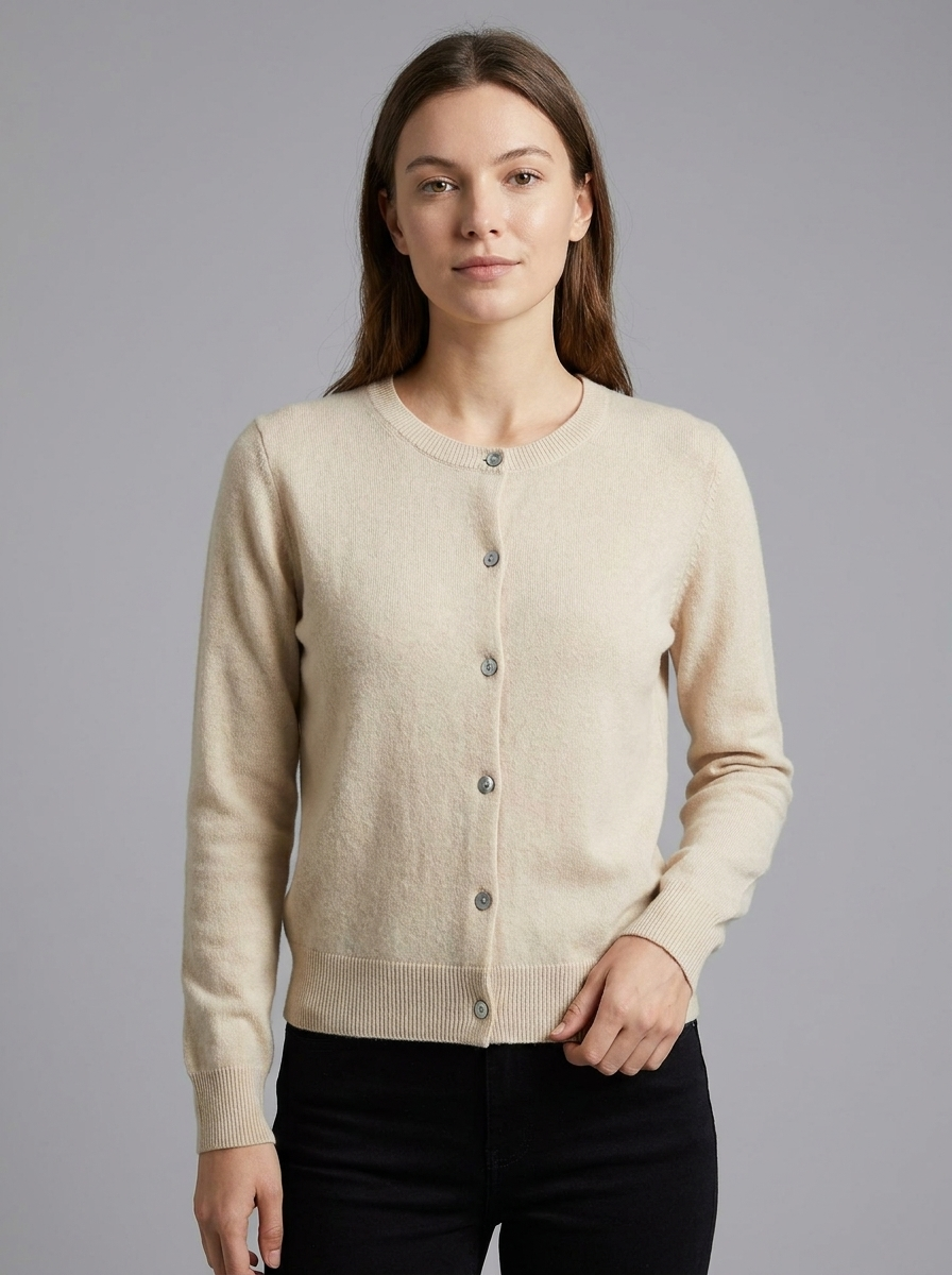Crewneck Button Cardigan