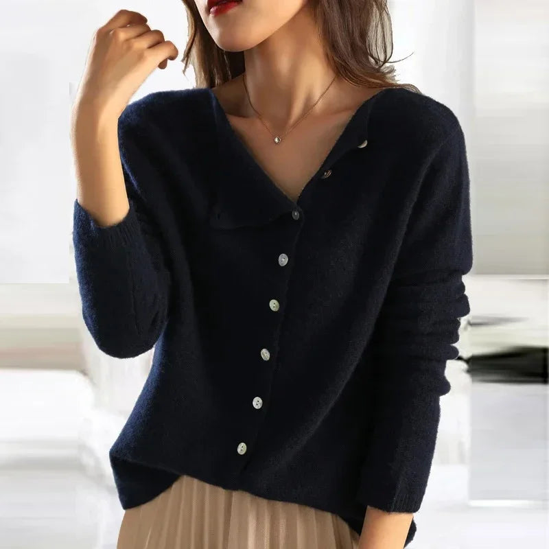 Asymmetric Button Cardigan