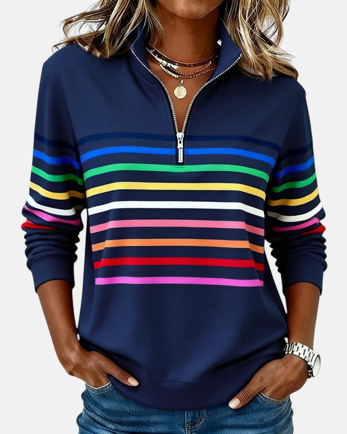 Rainbow Quarter-Zip Jumper