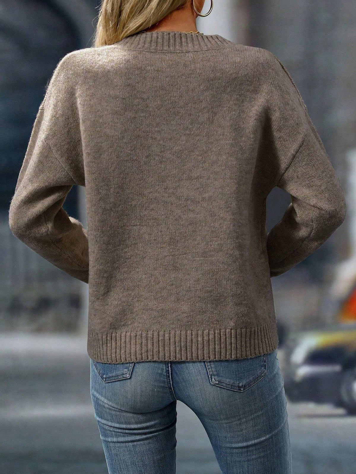 Charlotte V Neck Jumper Ribbed Trim